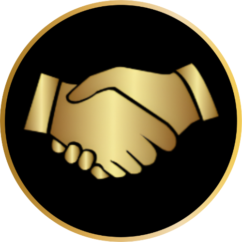 Boyce Results logo, golden handshake icon